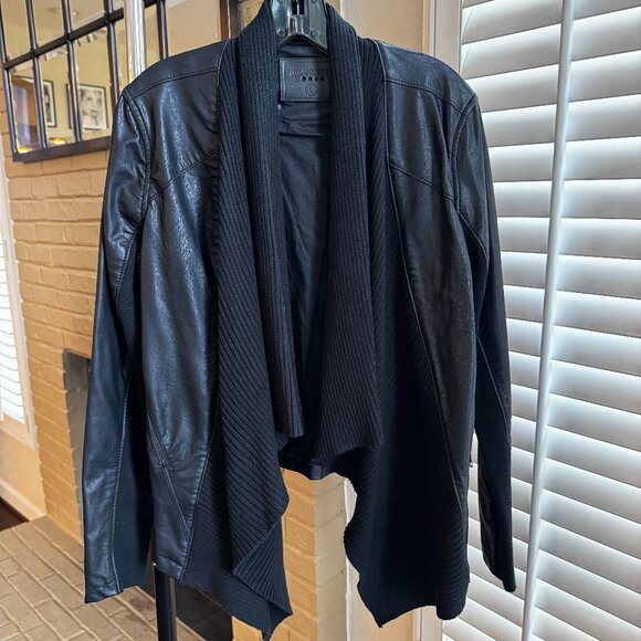 Blank NYC Faux Leather Sweater Drape Jacket - Picture 1 of 4